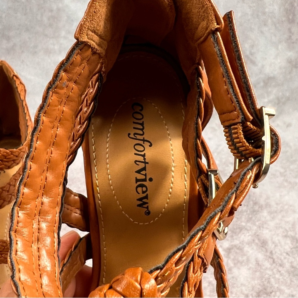 Comfortveiw Sandal Shoes Womens 8.5 WW Gladiator Buckle Heels - Picture 5 of 10